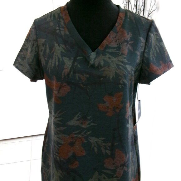 New Jana Carrick V-Neck Forever Ponte Dress Short Sleeve Pine Forest M Green - Picture 8 of 11